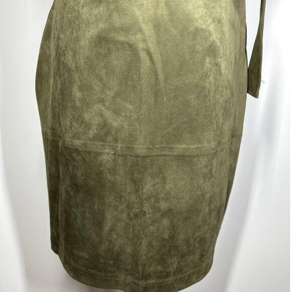 Laundry by Shelli Segal Faux Suede Gilet Jacket Sleeveless Epaulettes Green Sz S - Picture 13 of 16